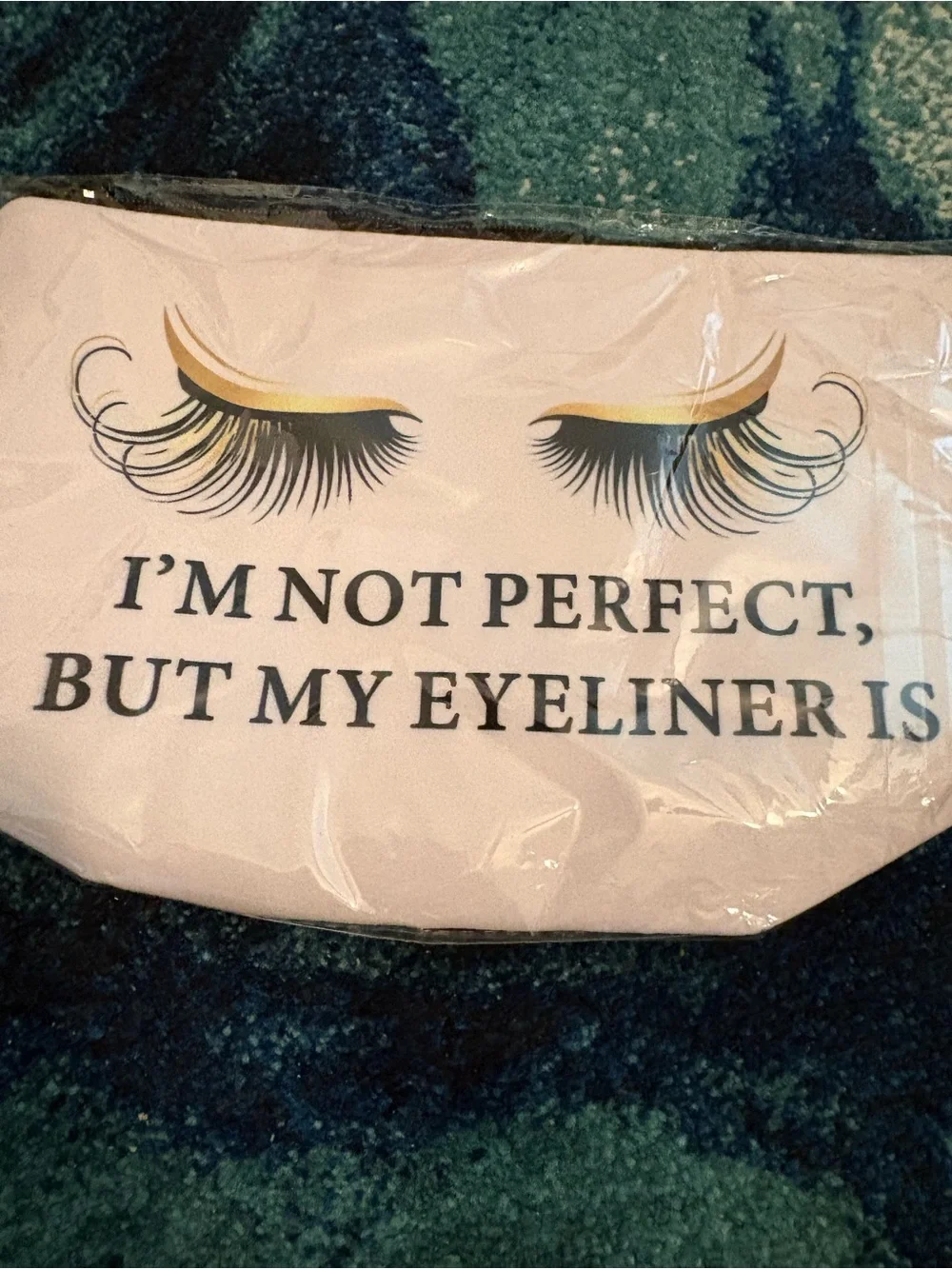 Funny Makeup Bags with Gold Accent Prints - Assorted. Phrases on both sides.